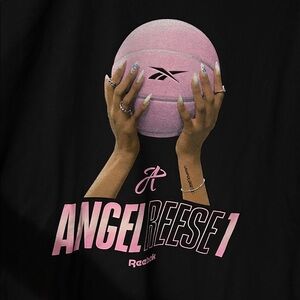 Angel Reese Reebok Black and Pink Basketball Tee